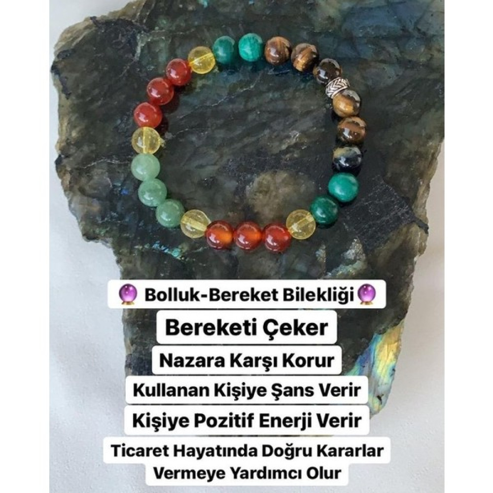 NehirTaş Doğal Taş Bolluk Bereket Bilekliği ( Kaplangözü - Malahit - Sitrin - Akil - Aventurin ) Saat ve Bileklik Aksesuarı Fiyatı