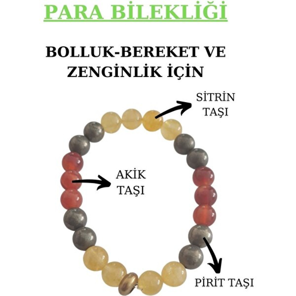 NehirTaş Para Bereket ve Zenginlik Doğal Taş Tılsım Bilekliği Pirit, Sitrin, Akik Taşı Doğal Taş Bileklik Saat ve Bileklik Aksesuarı Fiyatı