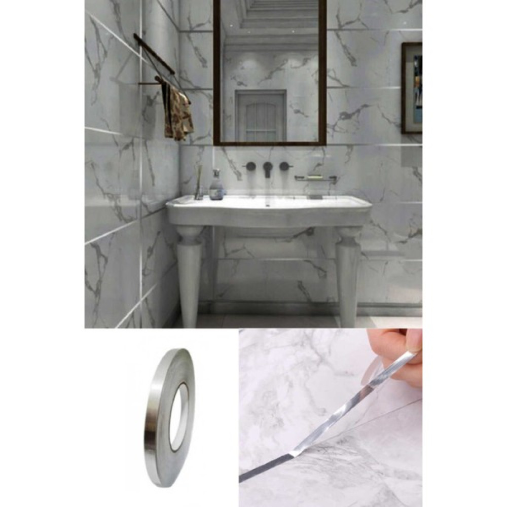 Neler Geldi Neler 5 Mm- 50 Metre Tuvalet Mutfak Banyo Fayans Mermer Arası Şerit Bant Gümüş Banyo Mutfak Bant Nalburiye & Hırdavat Fiyatı