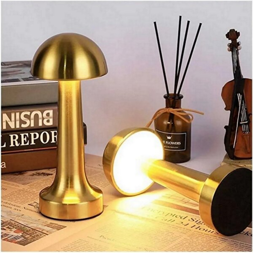 Neler Geldi Neler Masa Lambası Gece Lamba Mantar Model USB Şarjlı Dekoratif Gold Renk Dokunmatik Gece Lamba Masa Lambası Fiyatı