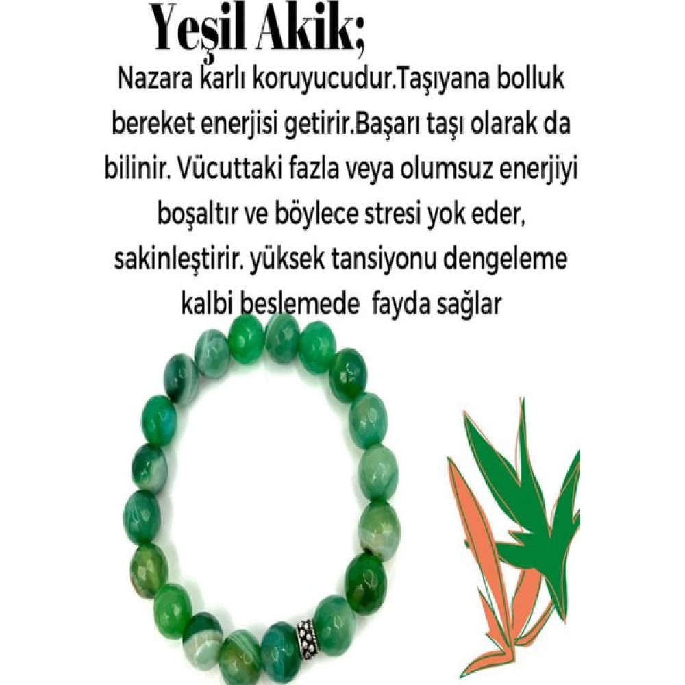 Nelleovana Yeşil Akik Doğal Taş Bileklik Saat ve Bileklik Aksesuarı Fiyatı