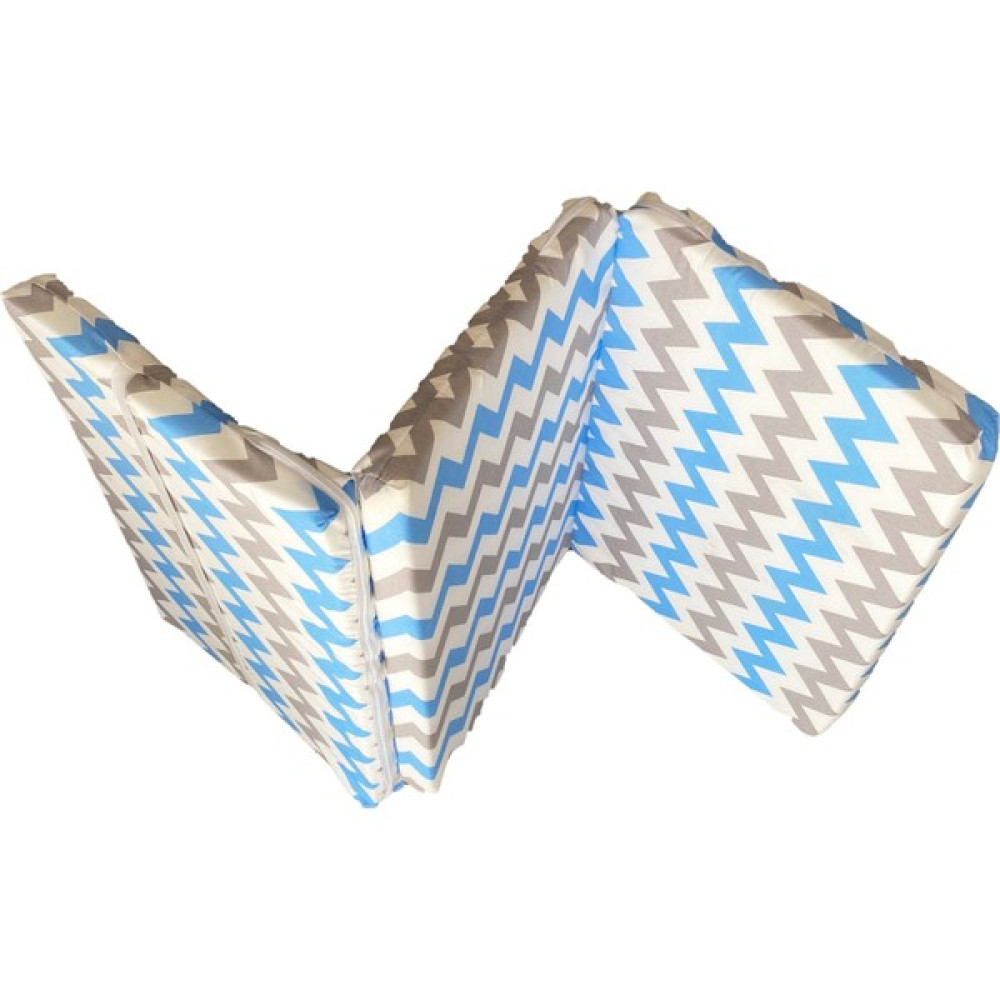 Nelson Çocuk Oyun Parkı Çocuk Yatağı Katlanabilir Sünger Yatak 60X120-4 cm (Mavi-Gri Zikzak) - 60x120x4 Park Yatak / Oyun Parkı Fiyatı