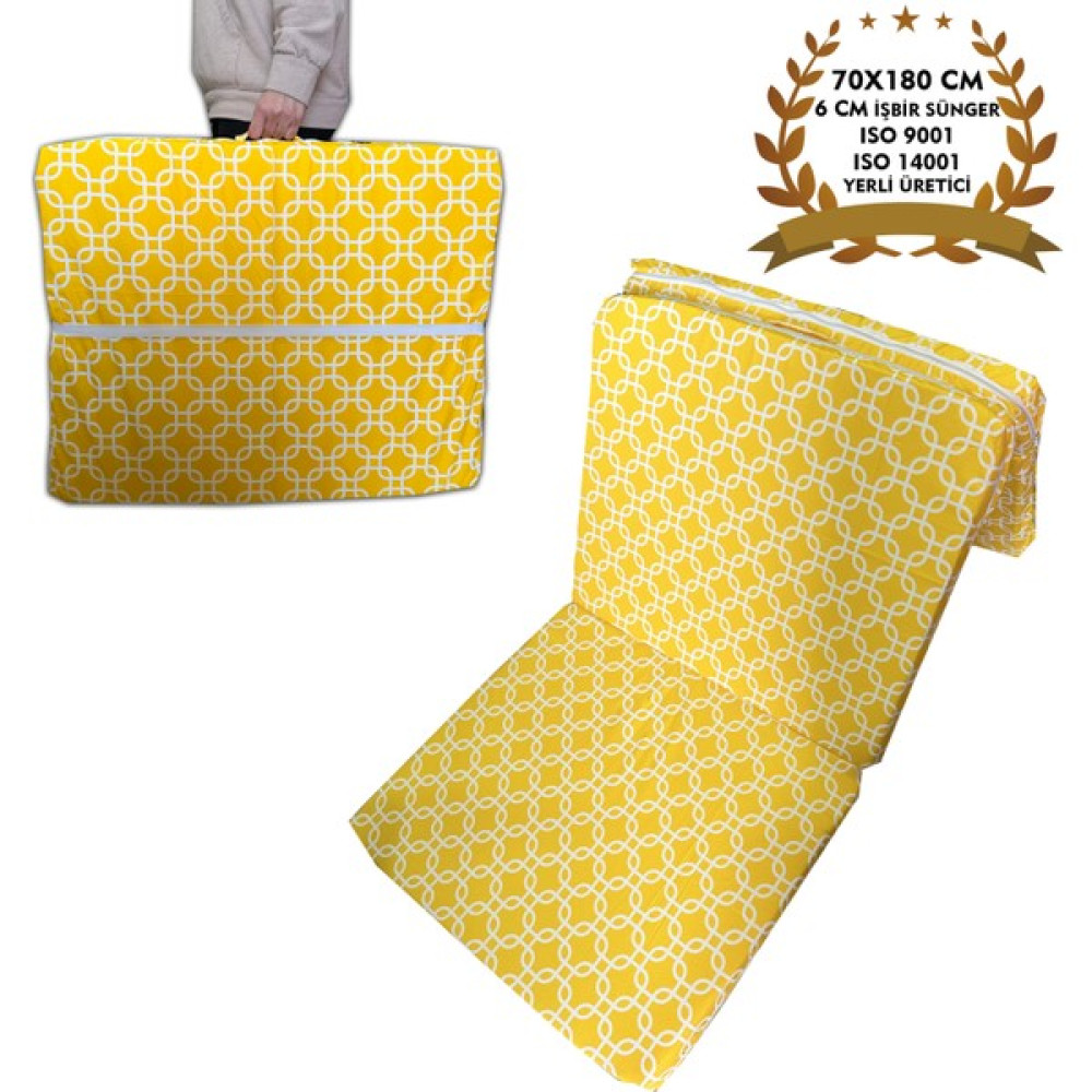 Nelson Katlanır Yer Yatağı ve Tek Kişilik Sünger Katlanır Minder Yatak 70 x 180 cm 6 cm - Sarı Zincir - 70 x 180 x 6 cm Yatak Fiyatı