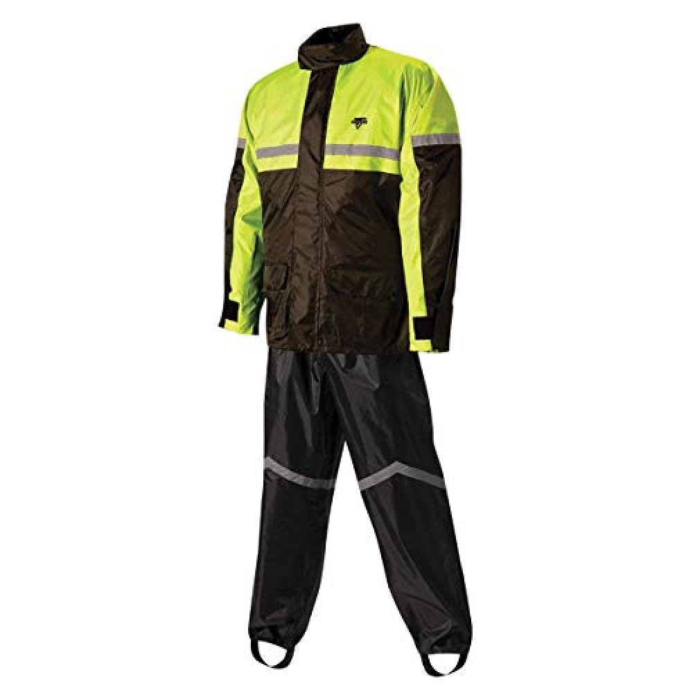 Nelson Rigg Stormrider Rain Suit; 100% Waterproof, Pants and Jacket Included with Reflective Striping (Hi-Vis Yellow/Black, Large)