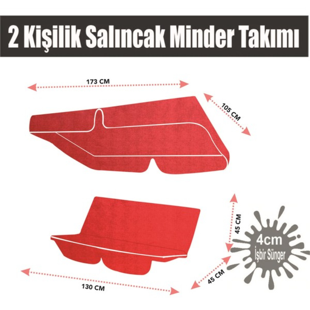 Nelson Vip Bahçe Salıncağı Minder Seti 2 Kişilik Tenteli Salıncak Minder Seti Kırmızı Renk Bahçe Salıncağı Fiyatı