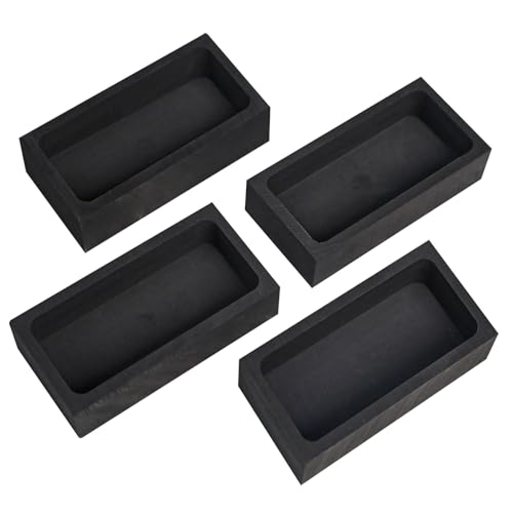 Nelyrho 4 Pieces 1kg Graphite Ingot Molds for Casting Gold Silver Aluminum Copper Brass, Metal Melting Refining Tools (4.01 x 2.01 x 1.01 Inch)