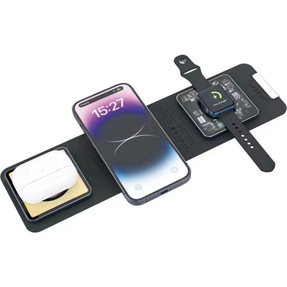 Nema Store Earldom WC35 3in1 15W Magsafe Katlanabilir Masaüstü Kablosuz Şarj Standı - Siyah Cep Telefonu Şarj Cihazı Fiyatı