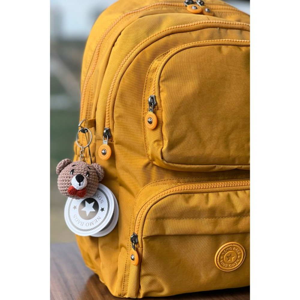 Nemo Bags Sarı Orta Boy Okul Çantası Laptop ve Seyahat Sırt Çantası Su Geçirmez Ayıcık Anahtarlık Hediyeli - Hardal Okul Çantası Fiyatı