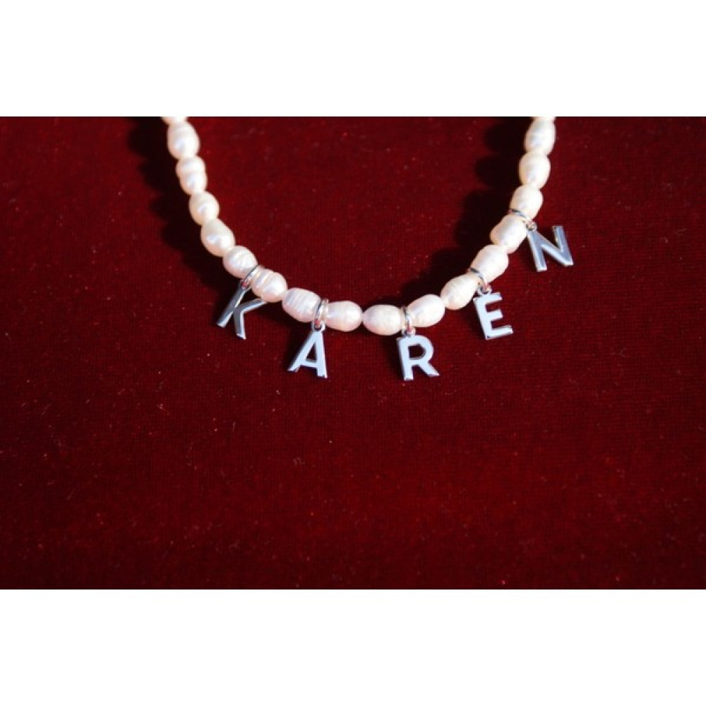 Nemy Jewelry 925 Ayar Gümüş Harfli Inci Kolye Kişiye Özel Gerçek Inci Kolye Harfli - Gold - 45cm Gümüş Kolye Fiyatı