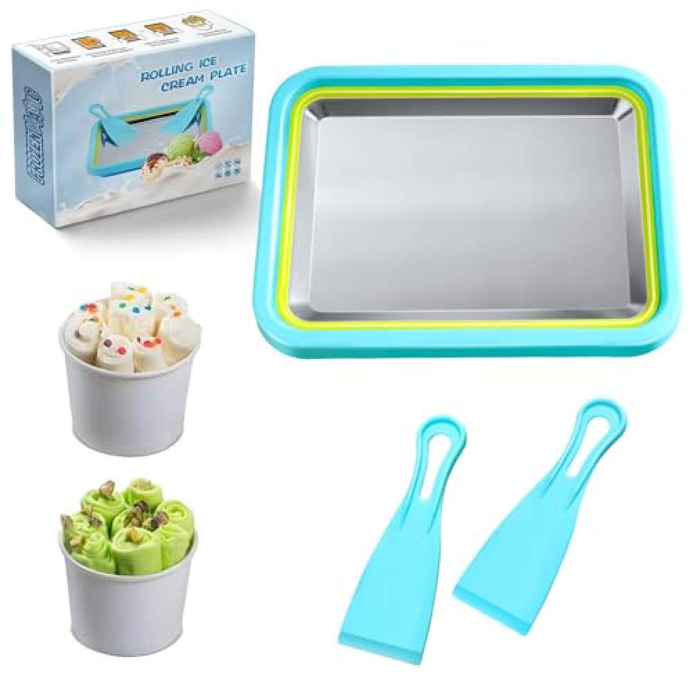Nenkarn Mini Rolled Ice Cream Maker, Frozen Yogurt Rolls Tray, Instant Cold Plate Ice Cream Maker, Homemade DIY Smoothies, Ideal for Family Hands-on Activities (Lake Blue) Ice Cream Maker Fiyatı