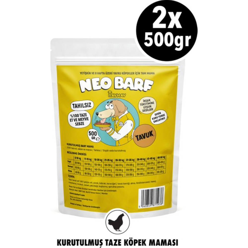 NeoBarf Kurutulmuş Taze Köpek Maması Tavuk 1 Kg Küçük, Orta, Büyük Tüm Irklar İçin Evcil Hayvan Ürünleri Fiyatı