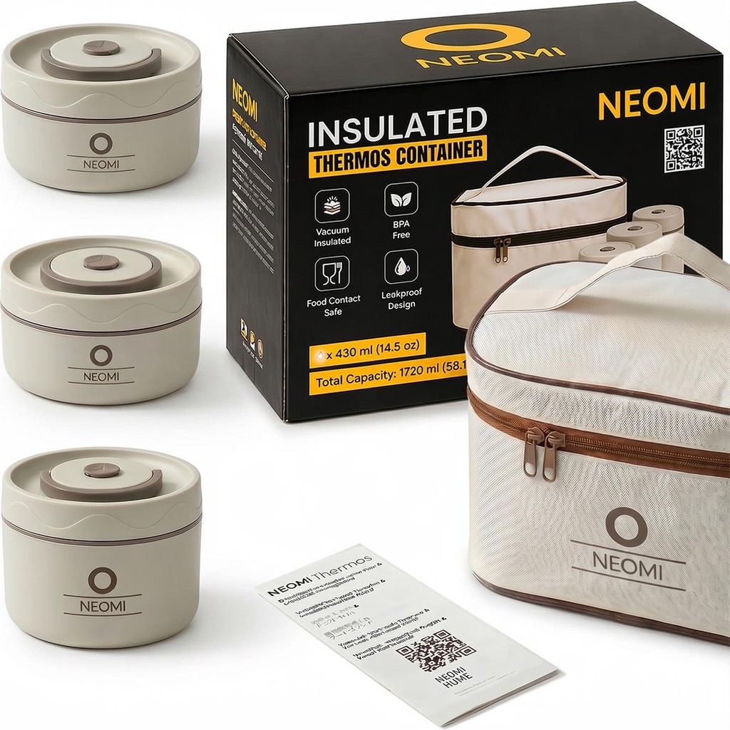 Neomi 3'lü Set Lunch Box Isı Yalıtımlı Yemek Termosu Seti Paslanmaz Çelik Çantalı 304 Çelik Tse Belgeli Termos Fiyatı