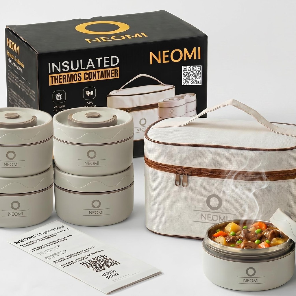 Neomi 4'lü Lunch Box Isı Yalıtımlı Yemek Termosu Seti Paslanmaz Çelik Çantalı 304 Çelik Tse Belgeli Termos Fiyatı