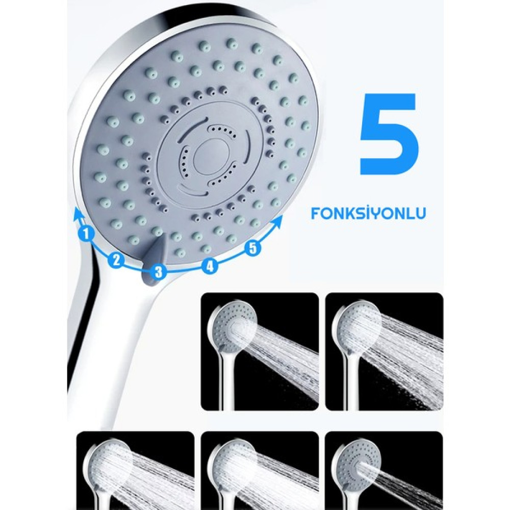 Neomix El Duş Başlığı 5 Fonksiyonlu - Krom Duş Seti Fiyatı