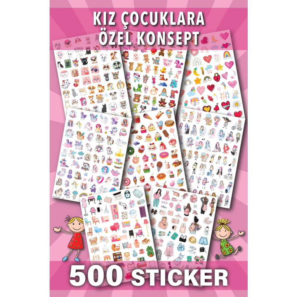 NeoPrint 500 Adet Kız Çocuklarına Özel Etiket Seti Eğlenceli Okul Defter Planner Günlük Sticker Kitabı Etiket Fiyatı