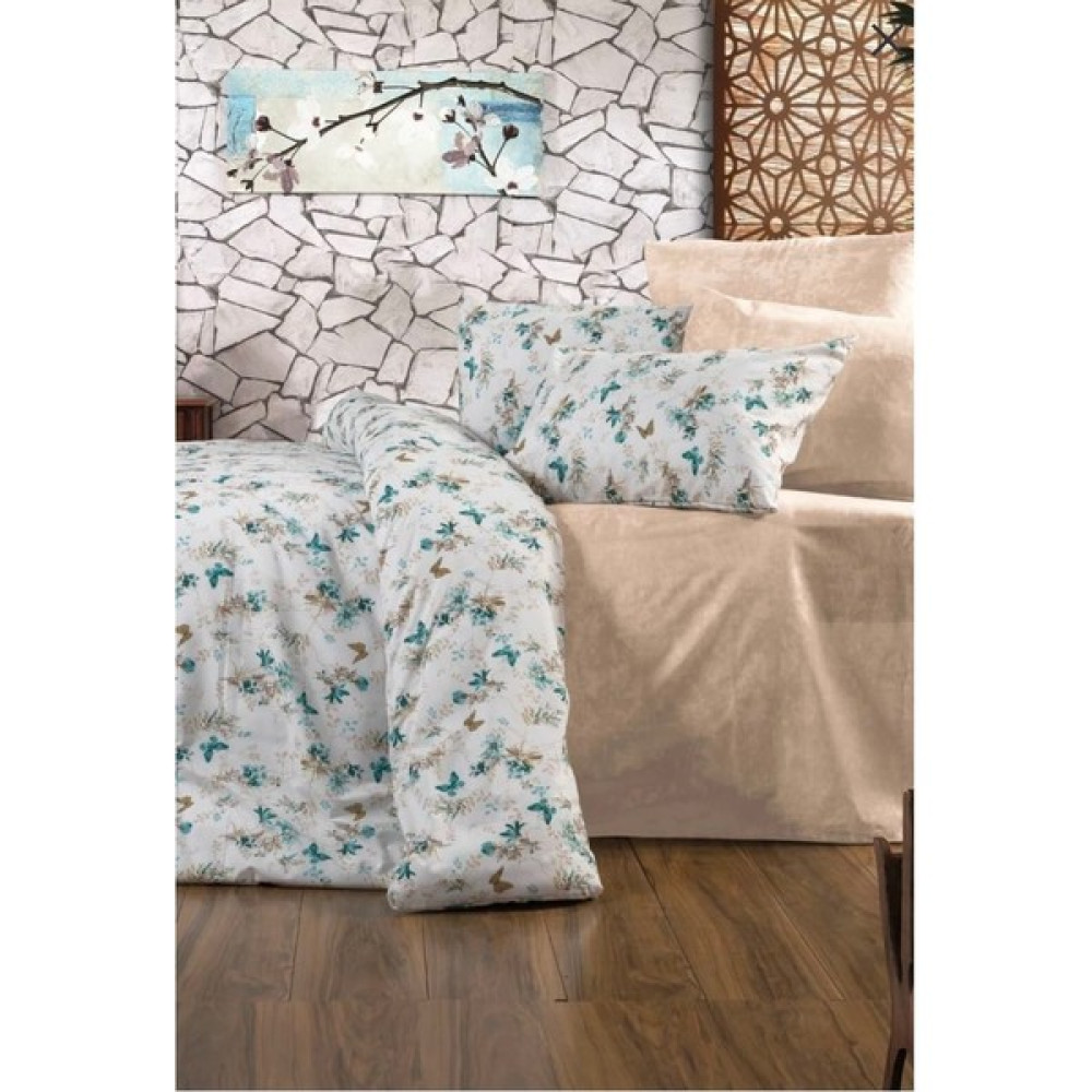 Nephome Tekstil Kelebekli Çift Kişilik Nevresim Seti - 4 Parçalı - Kahve - Turkuaz - 200 x 220 cm Nevresim Takımı Fiyatı