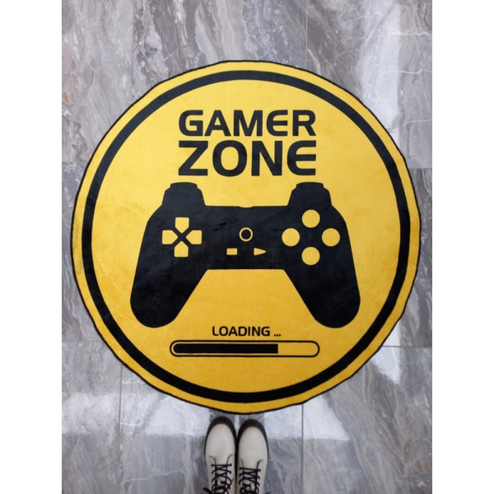 Nesa Decor Genç Odası Game Zone Oyun Halısı Modern Oda Halısı Dekor Halı Çocuk Odası Halısı Yuvarlak - Sarı - Siyah - 80 x 80 cm Bebek Odası Halı Fiyatı