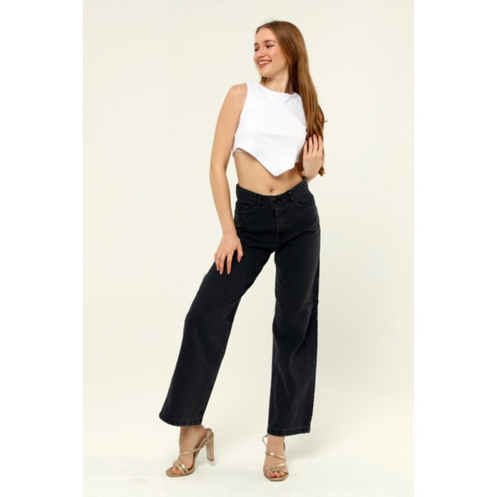 Nesafet Kadın Yüksek Bel Siyah Boyfriend Bol Paça Kot Pantolon Kadın Pantolon Fiyatı
