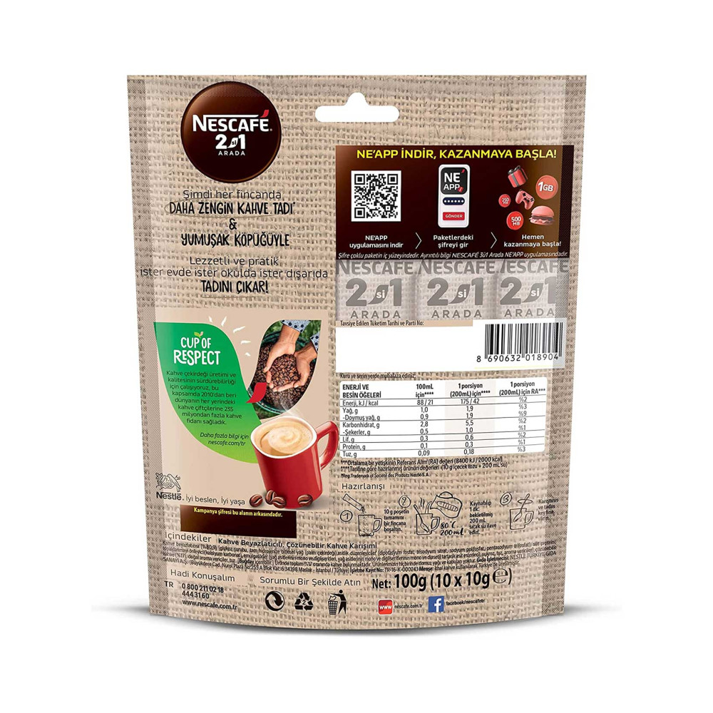 Nescafe 2'si 1 Arada 10 gr X 10'lu Paket
