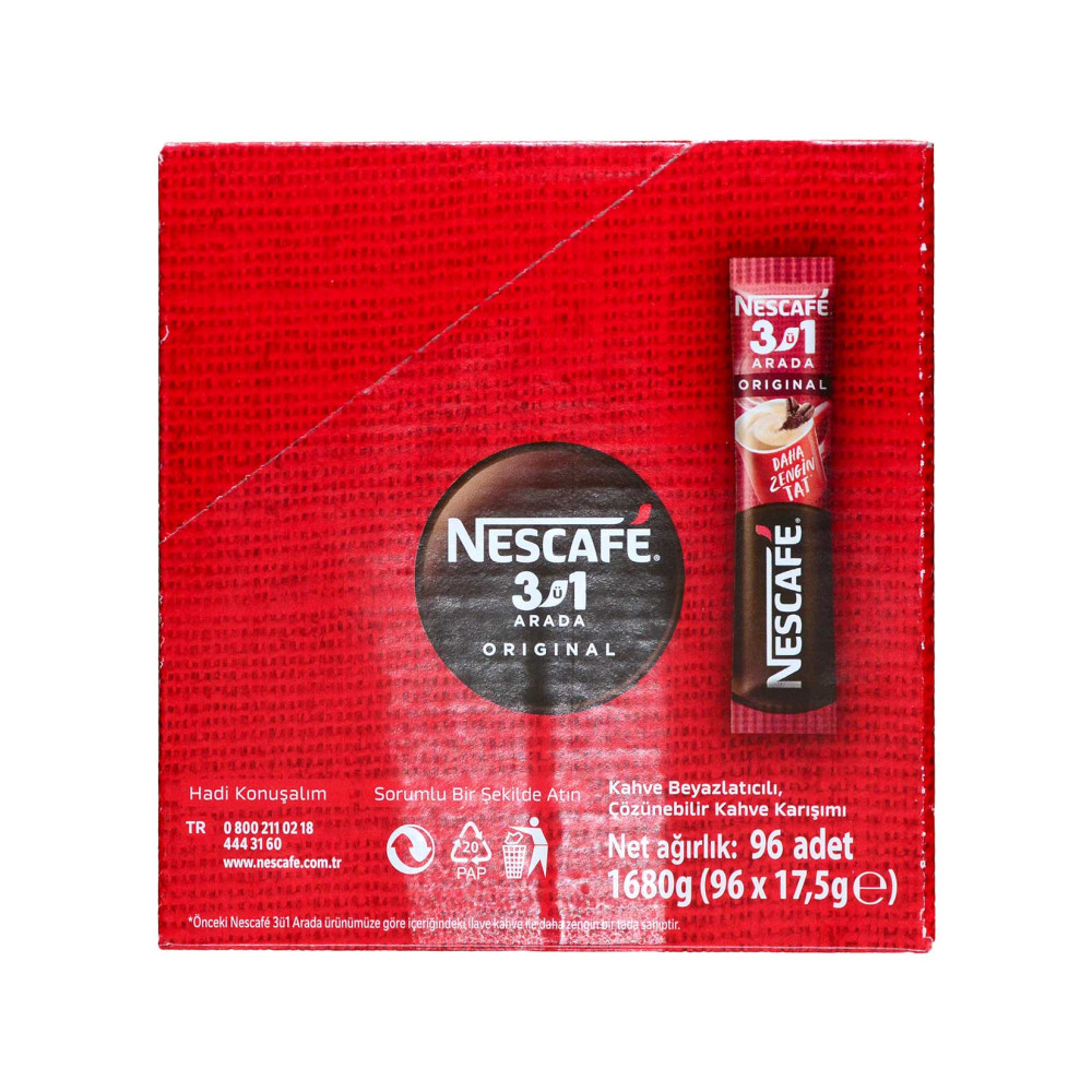 Nescafe 3'ü 1 Arada 17,5 gr x 96'lı Paket Original