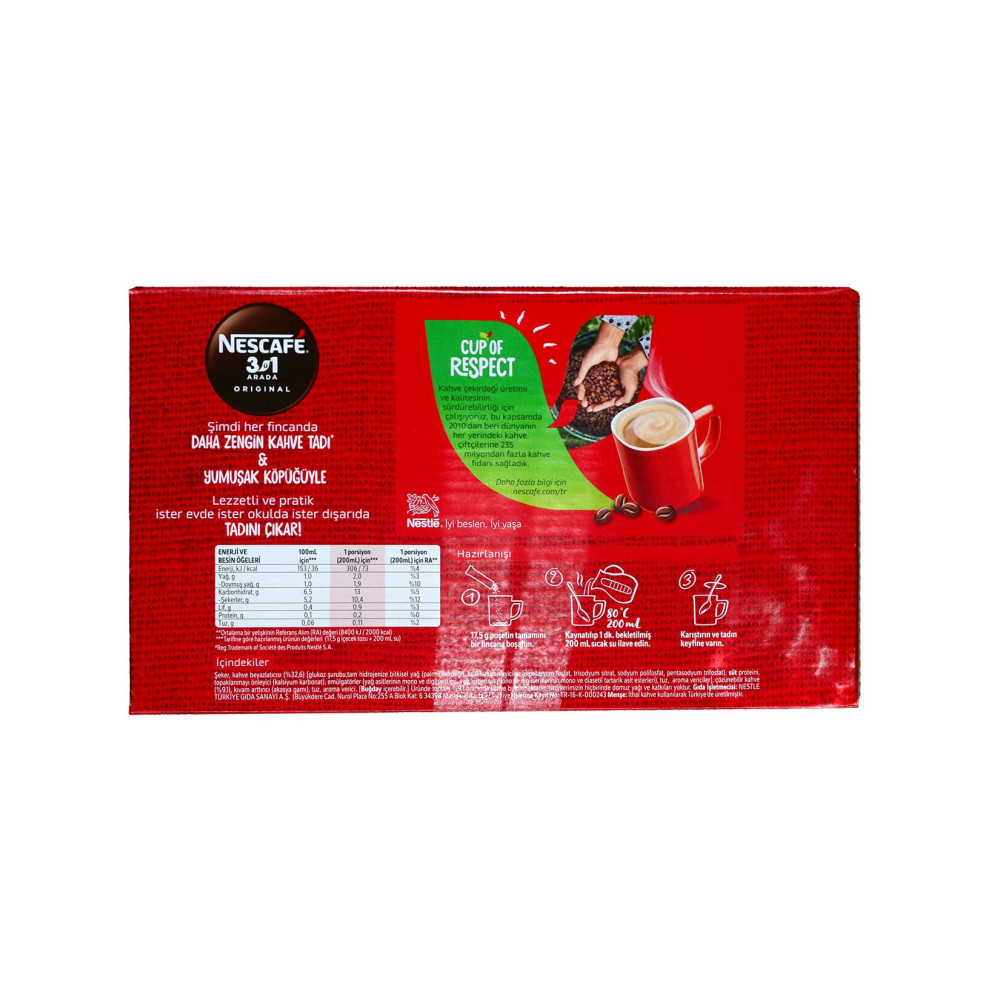 Nescafe 3'ü 1 Arada 17,5 gr x 96'lı Paket Original
