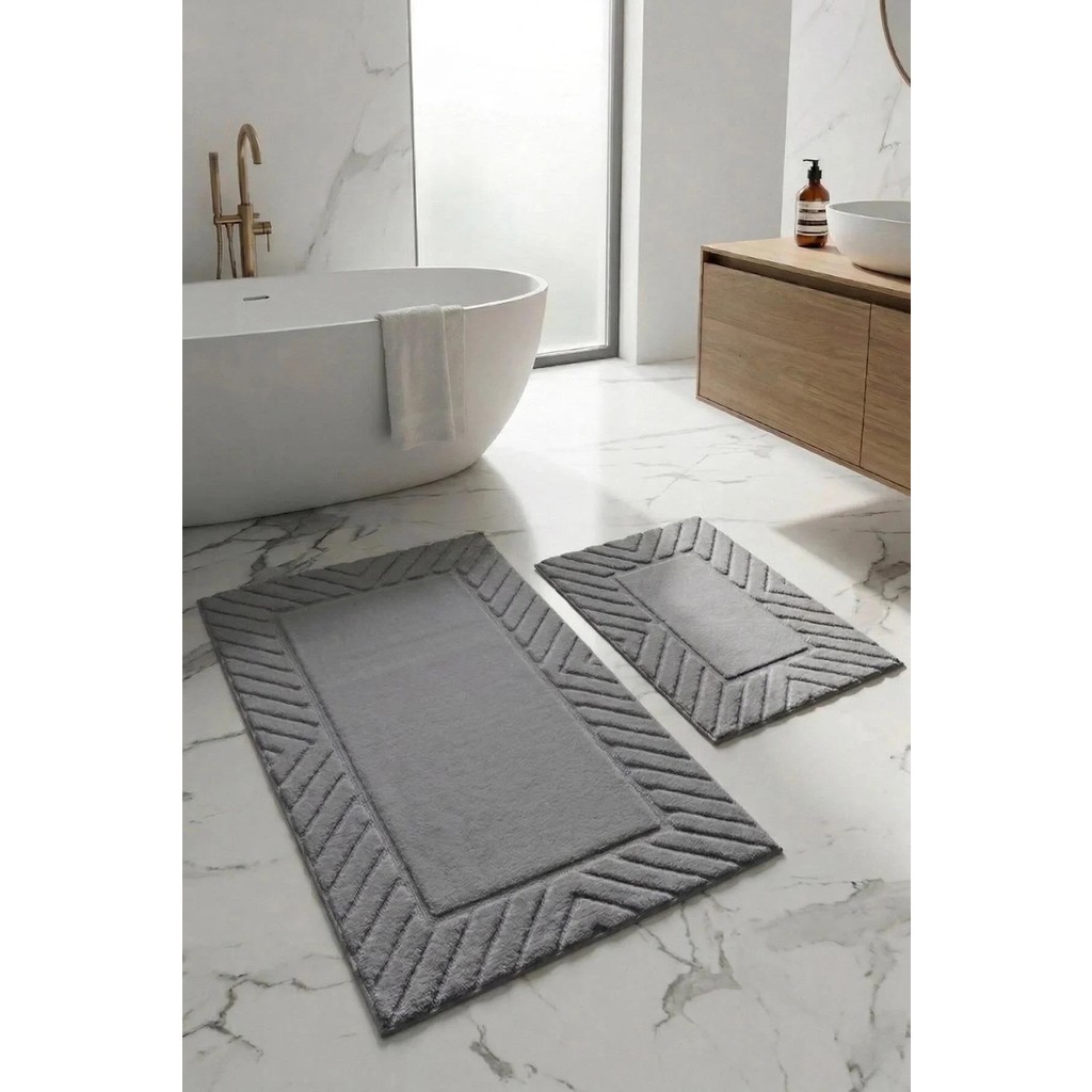 Neşe Home Collection Banyo Paspas Seti 2'li |Makinede Yıkanabilir | Leke Tutmaz Klozet Takımı 60X100-40X60CM - Açık Gri Araca Özel Paspaslar Fiyatı
