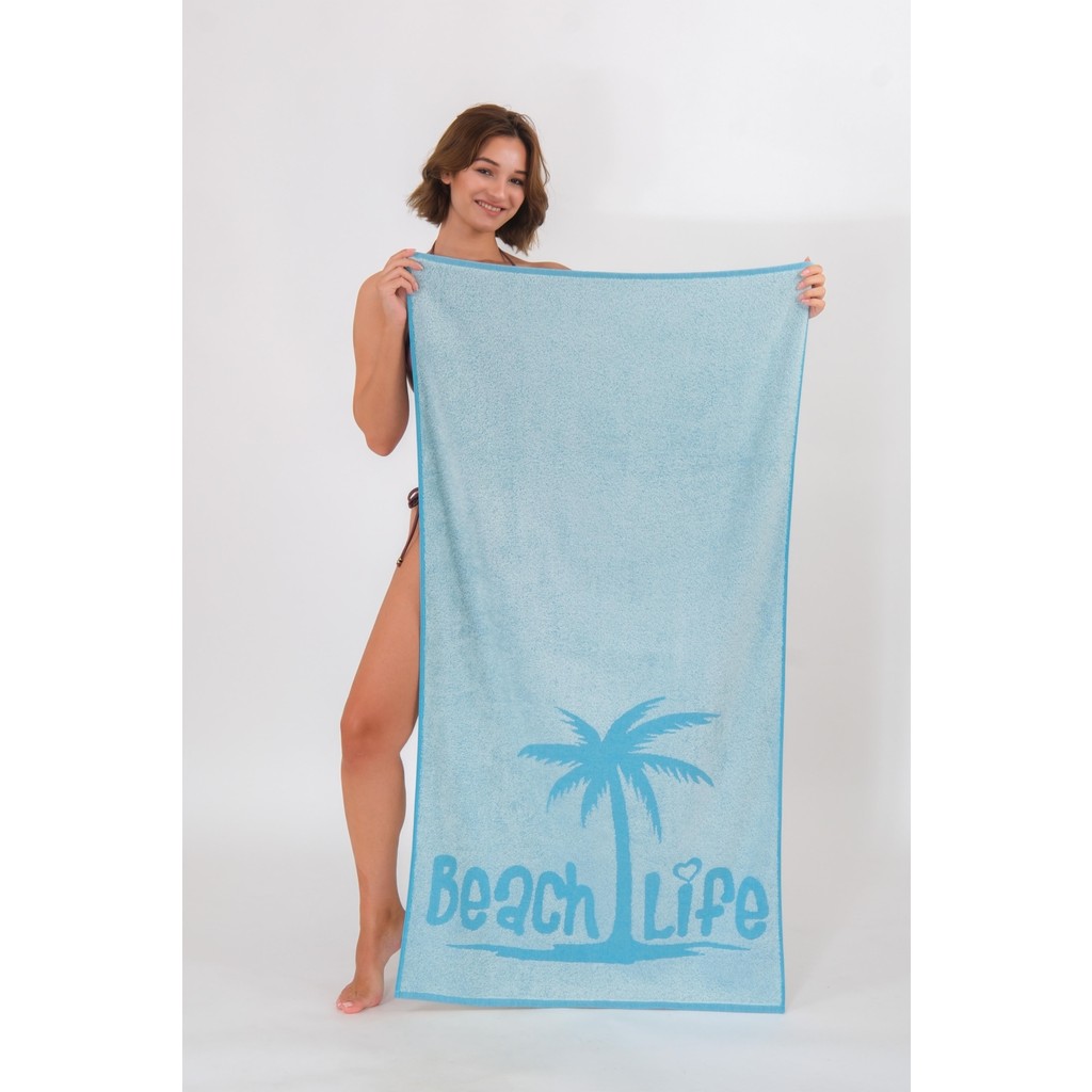 Neşe Home Collection Neşe Home Beach Life Yazılı Palmiye Figürlü Plaj Havlusu 70x140 – %100 Pamuklu, Yumuşak ve Hızlı Kuruyan - 70 x 140 cm - Mavi El / Yüz Havlusu Fiyatı