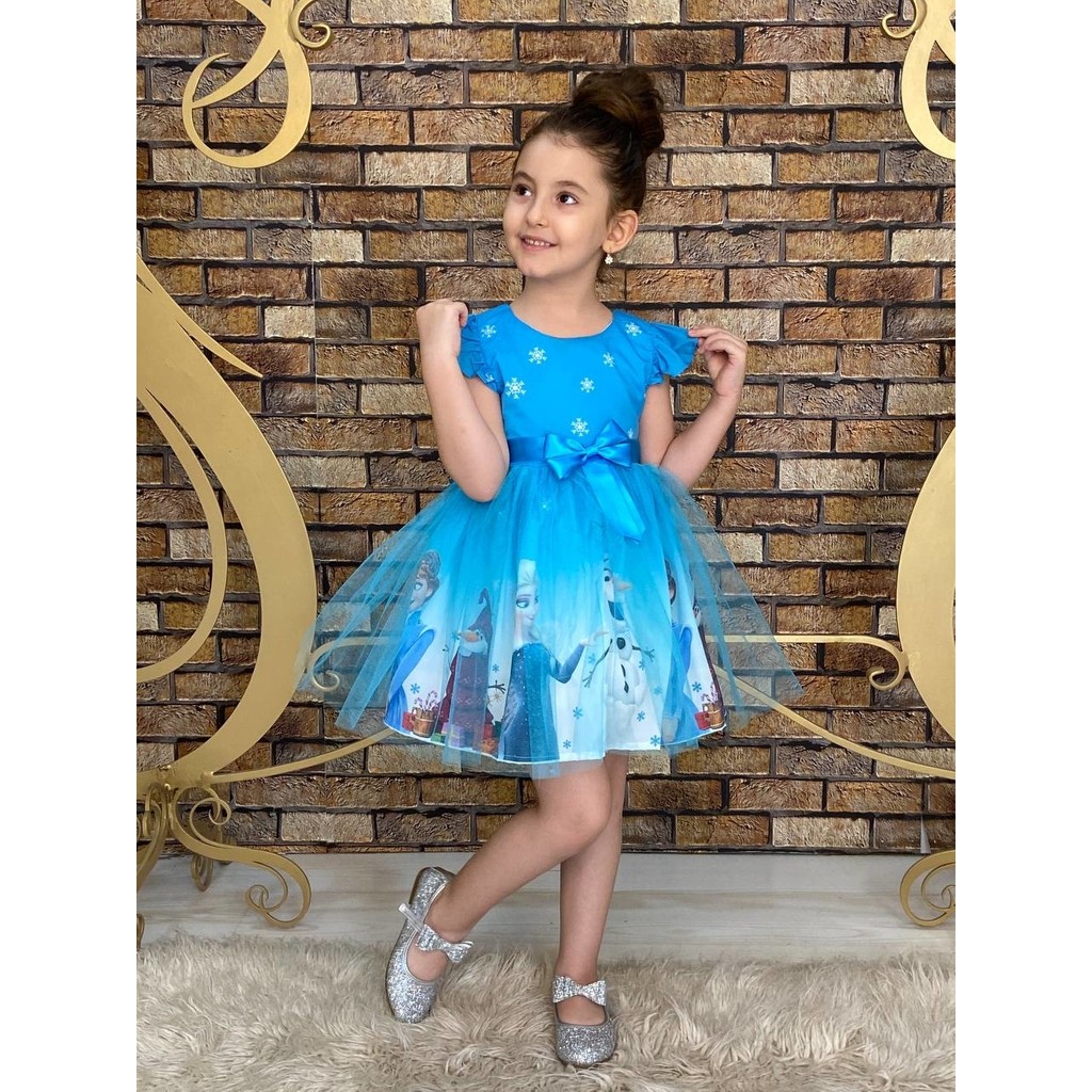 Neşeli Bebek Frozen Elsa Mavi Elbise Kız Çocuklar İçin Şık ve Rahat Günlük Kullanım Giyim & İç Giyim Fiyatı