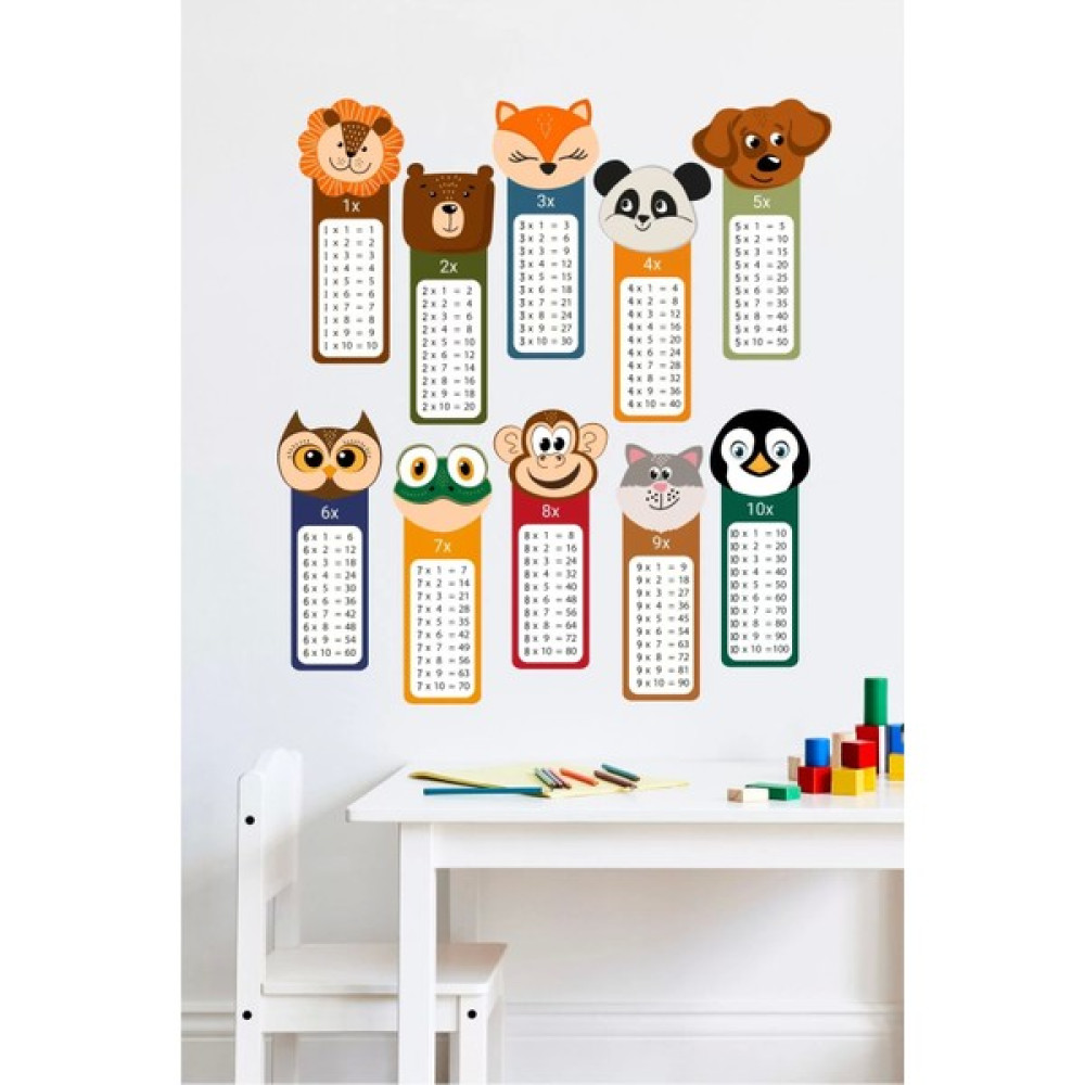 Neşeli Günlerim Hayvanlar Çarpım Tablosu Eğitici Duvar Sticker 50X70 cm Diğer Fiyatı