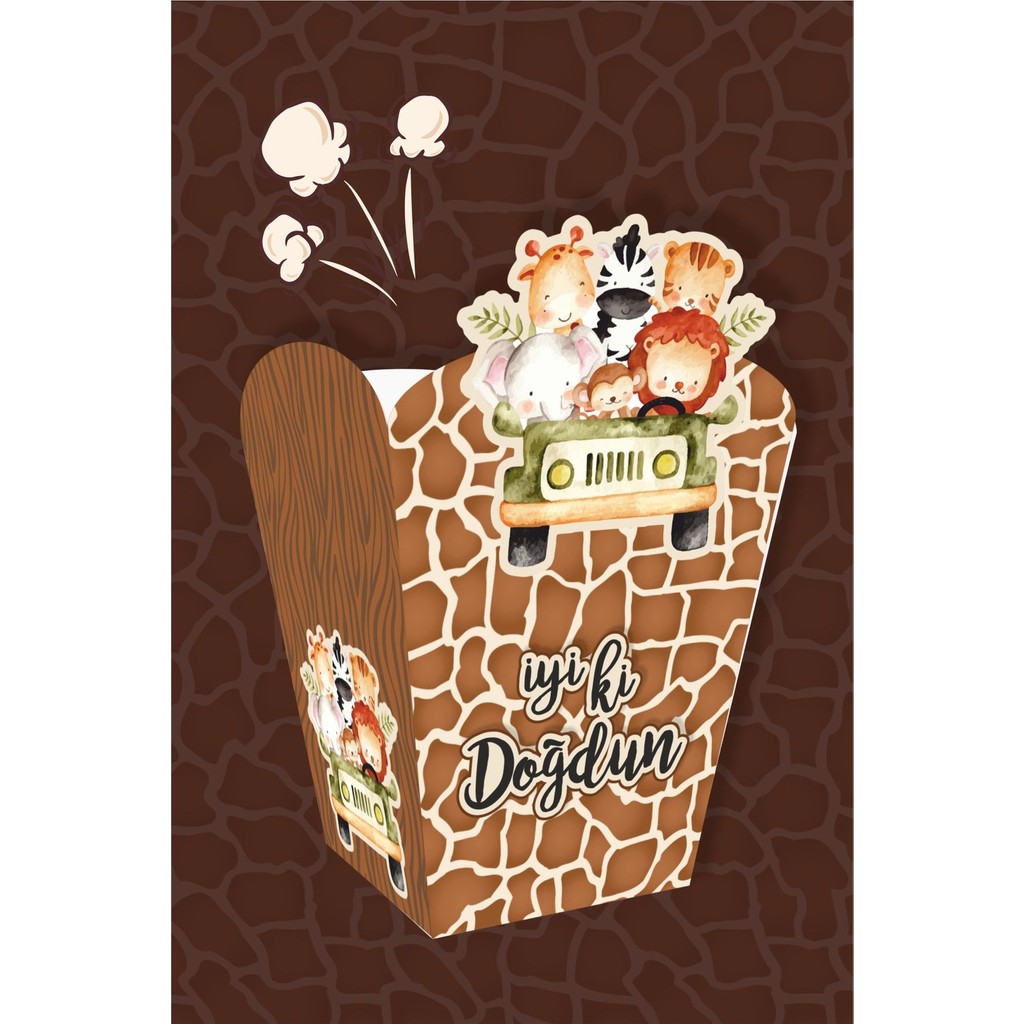 Neşeli Günlerim Safari Pastel Popcorn Kutusu (Mısır) 8'li Diğer Fiyatı