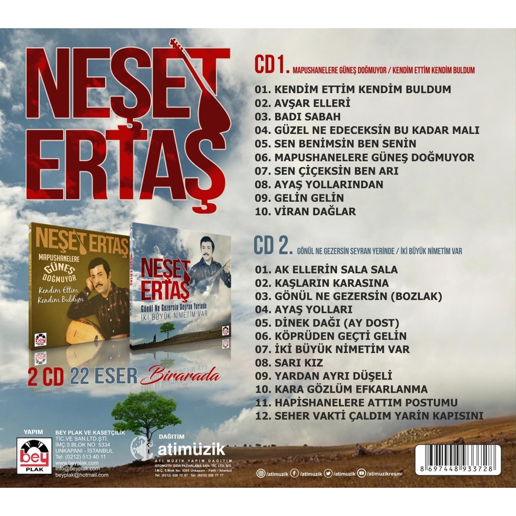 Neşet Ertaş - Mapushanelere Güneş Doğmuyor Gönül Ne Gezersin Seyran Yerinde 2'li CD Bey Plak Diğer Fiyatı