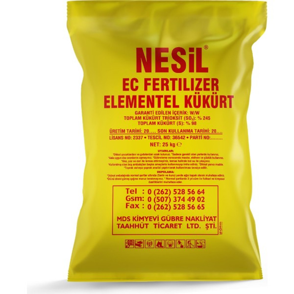 Nesil Elementel Toz Kükürt 25 kg (Haşere Kovucu, Ph Dengeleyici) Gübre Fiyatı