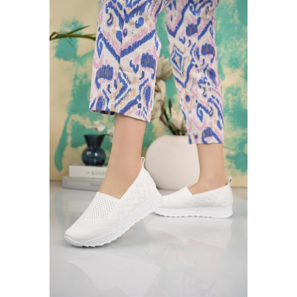 Nesil Shoes Aky 055 Beyaz Triko Yazlık Kadın Ayakkabı Kadın Günlük Ayakkabıları Fiyatı