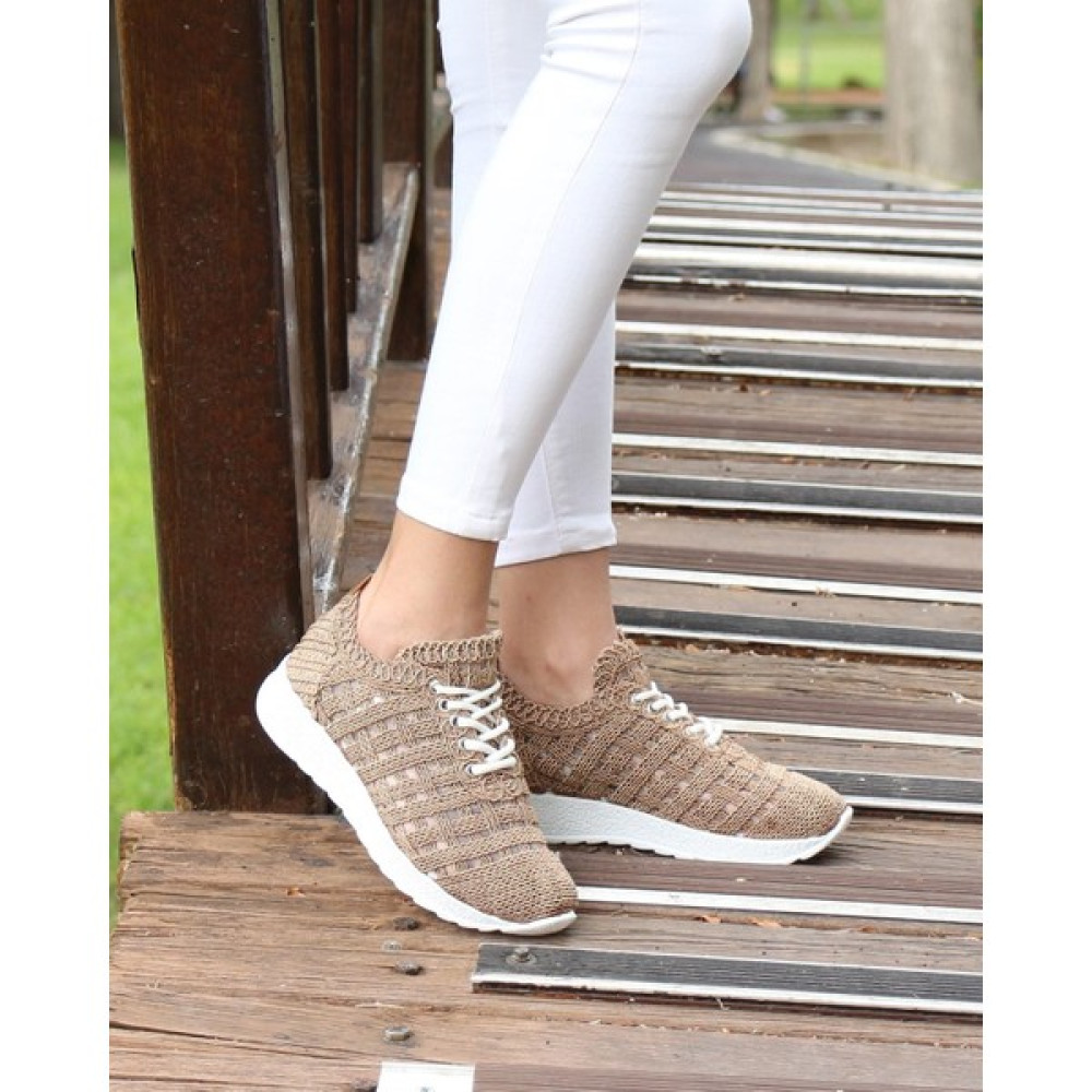 Nesil Shoes Ifs 801 Vizon Triko Örgü Kadın Sneakers Spor Ayakkabı Fiyatı