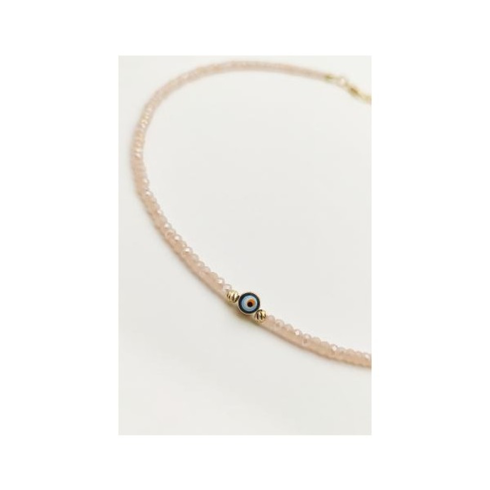 Neslihans Jewelry Nazar Boncuklu Kristal Taş Kadın Kolye - Pembe - 38 cm Bijuteri Kolye Fiyatı
