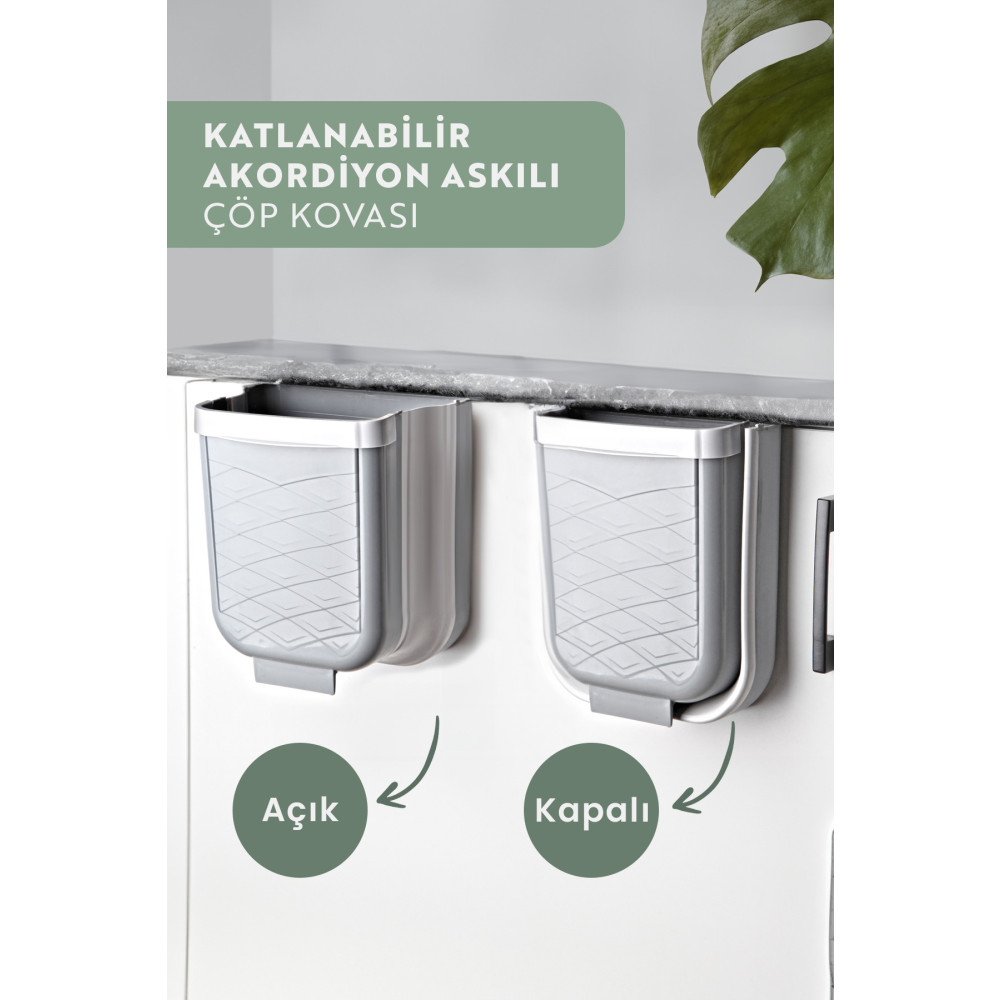 NESS HOME Akordiyon Katlanabilir Askılı Banyo ve Mutfak Tezgahüstü Çöp Kovası - Dolap içi Dışı Gizlenebilir Mobilya & Dekorasyon Fiyatı