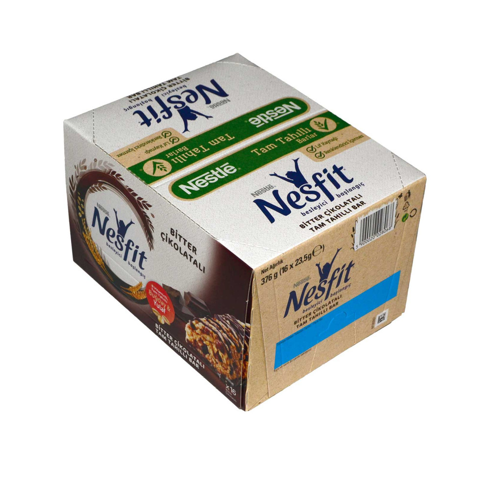 Nestle Nesfit Tam Tahıllı Bar 23,5 gr 16'lı Paket Bitter Çikolatalı