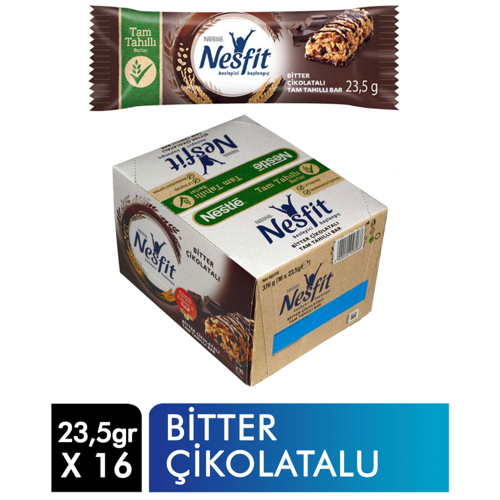 Nestle Nesfit Tam Tahıllı Bar 23,5 gr 16'lı Paket Bitter Çikolatalı Çikolata ve Gofret Fiyatı