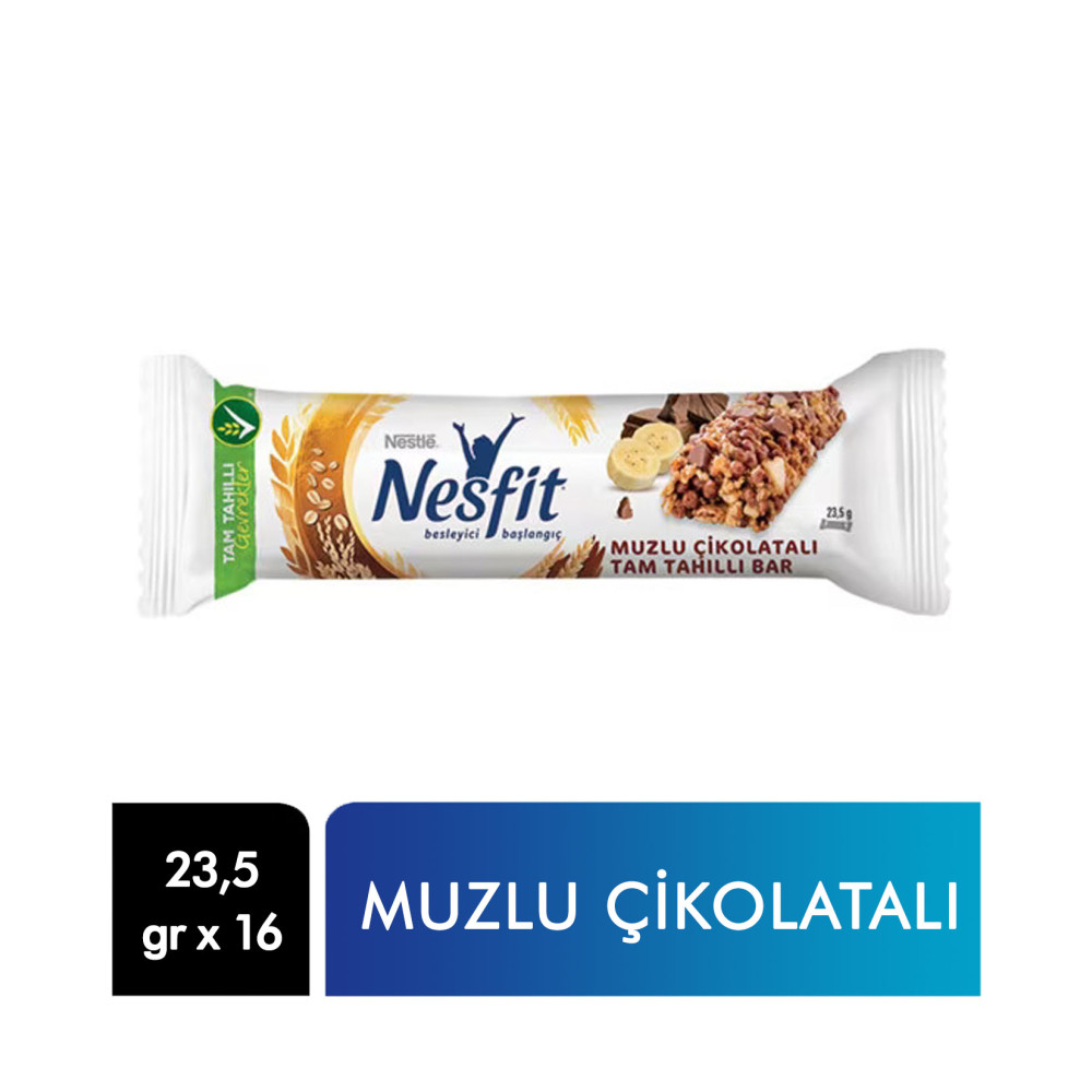 Nestle Nesfit Tam Tahıllı Bar 23,5 gr 16'lı Paket Çikolata Muz