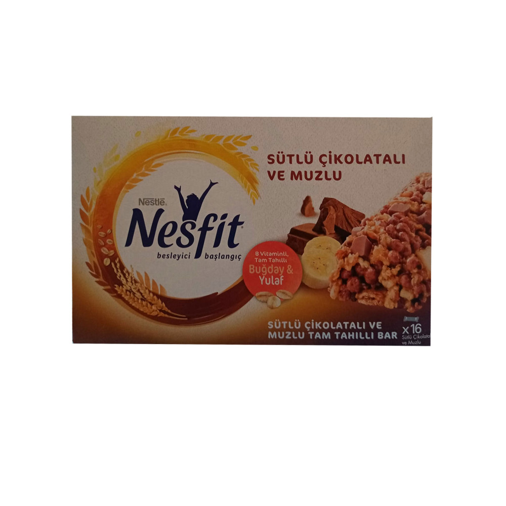 Nestle Nesfit Tam Tahıllı Bar 23,5 gr 16'lı Paket Çikolata Muz