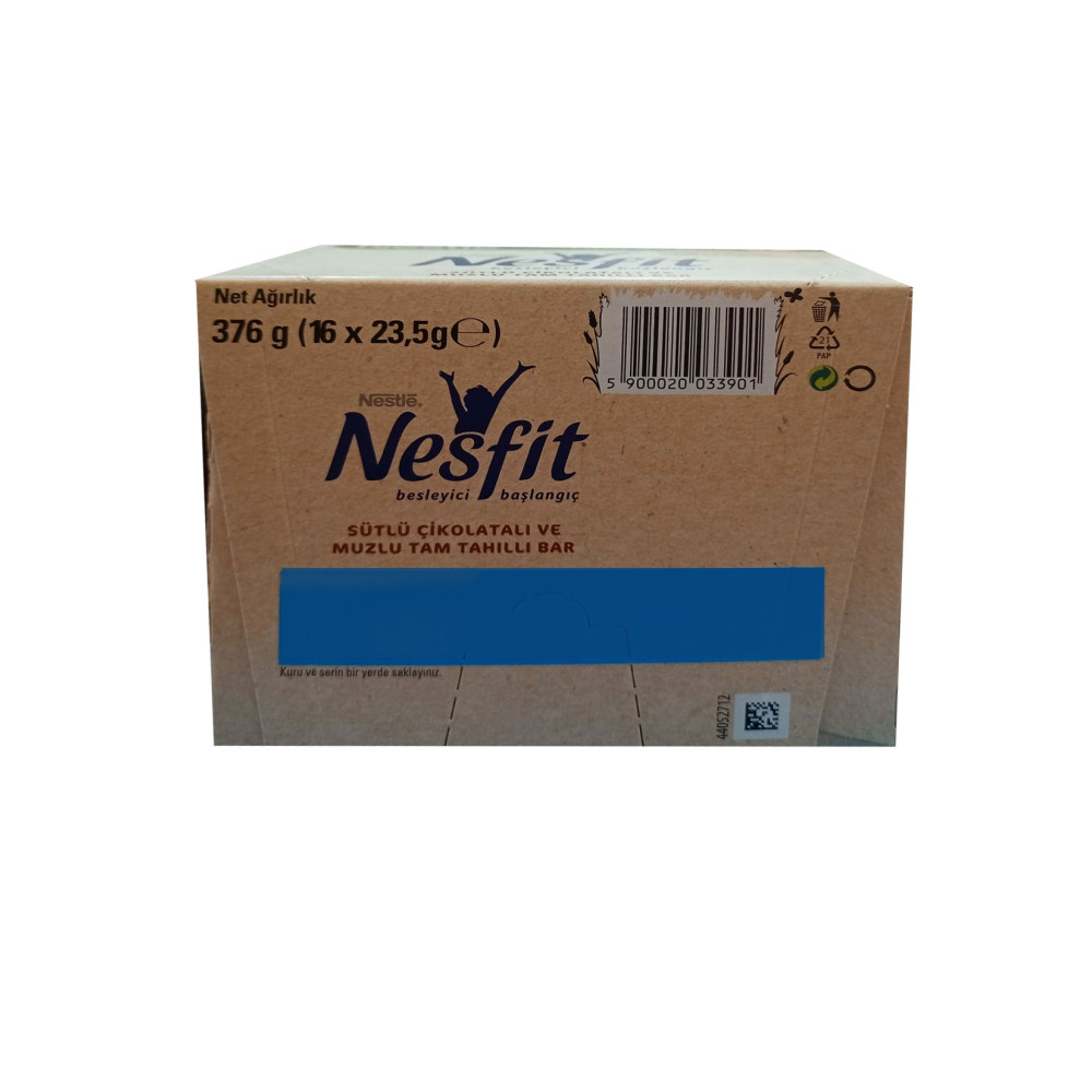 Nestle Nesfit Tam Tahıllı Bar 23,5 gr 16'lı Paket Çikolata Muz
