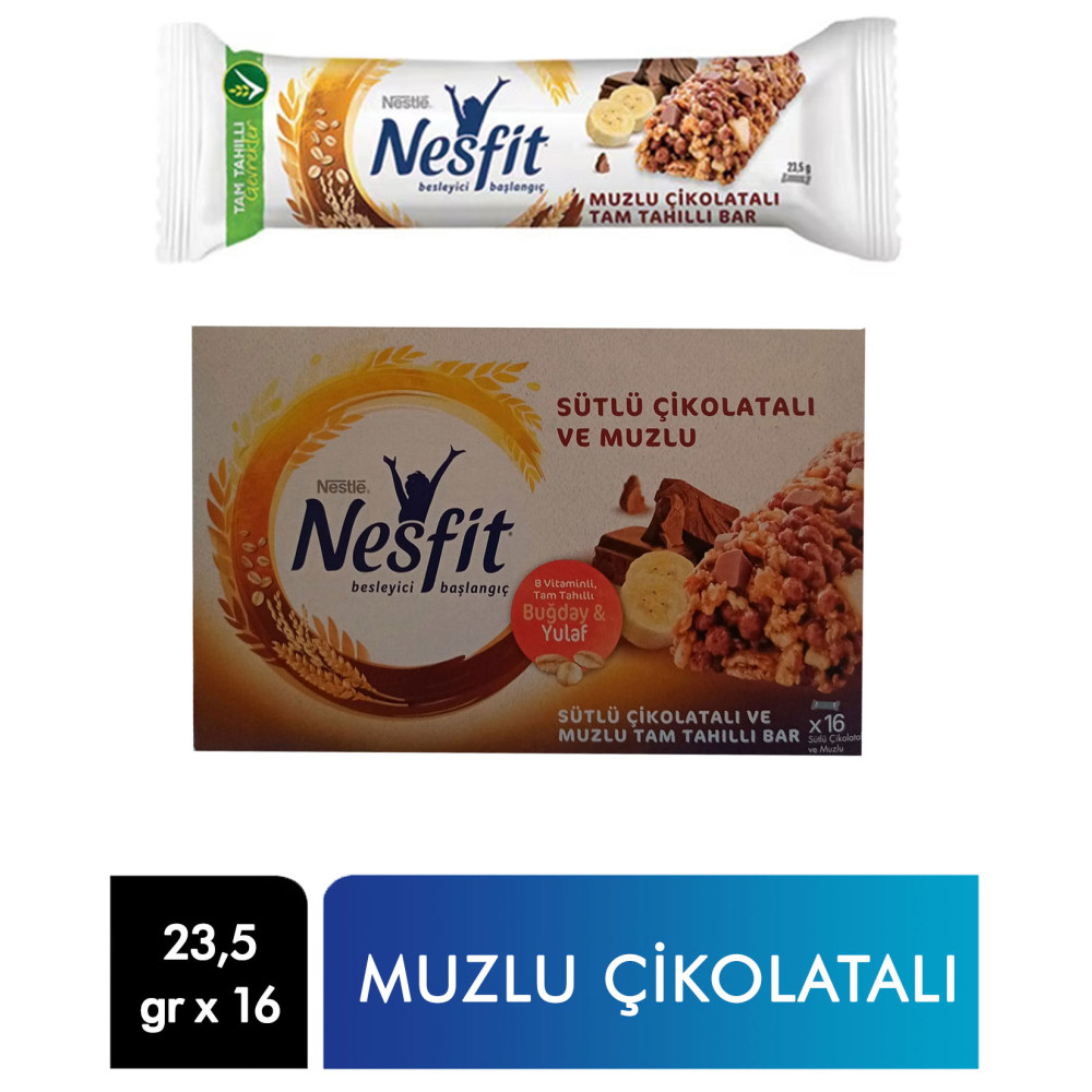 Nestle Nesfit Tam Tahıllı Bar 23,5 gr 16'lı Paket Çikolata Muz Çikolata ve Gofret Fiyatı
