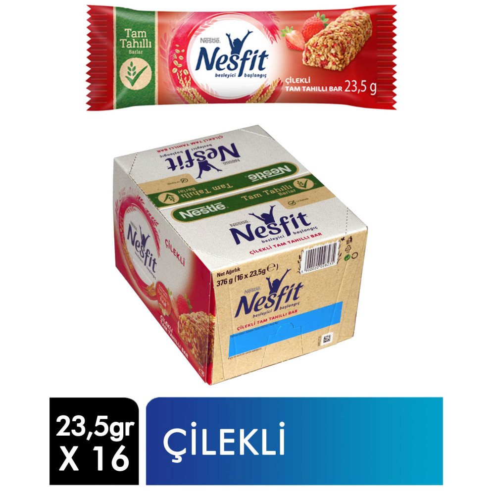 Nestle Nesfit Tam Tahıllı Bar 23,5 gr 16'lı Paket Çilekli Çikolata ve Gofret Fiyatı