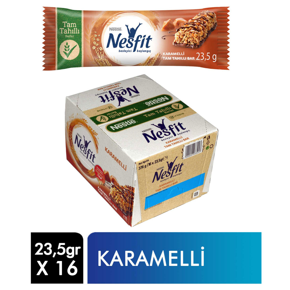 Nestle Nesfit Tam Tahıllı Bar 23,5 gr 16'lı Paket Karamelli Çikolata ve Gofret Fiyatı