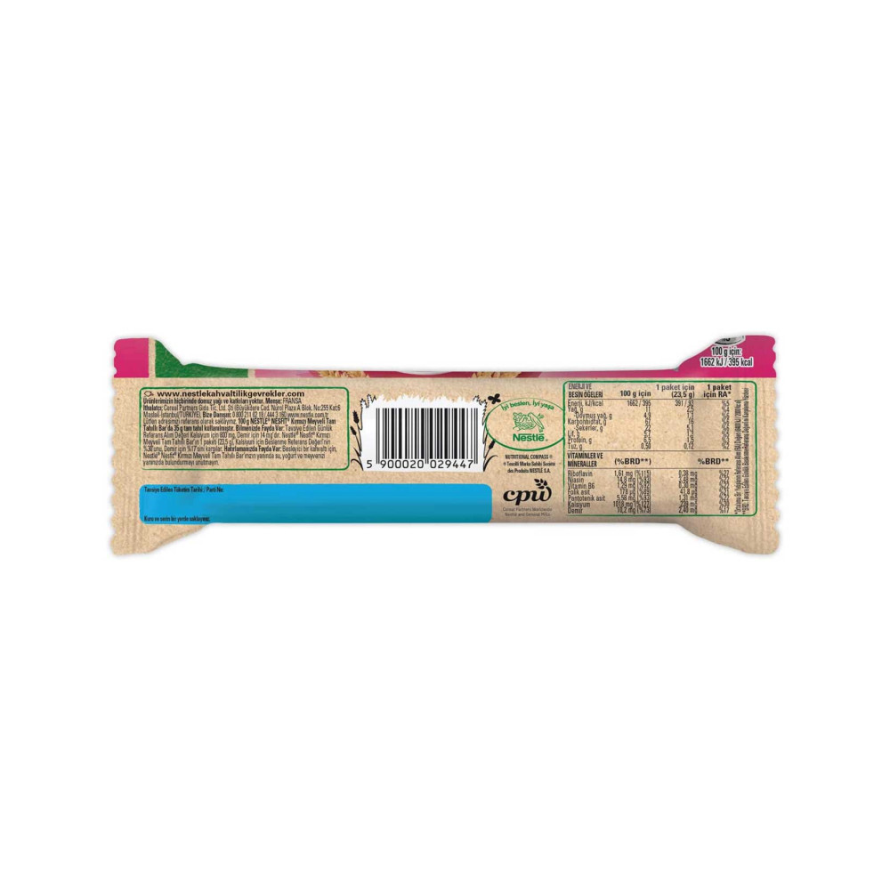 Nestle Nesfit Tam Tahıllı Bar 23,5 gr 16'lı Paket Kırmızı Meyveli