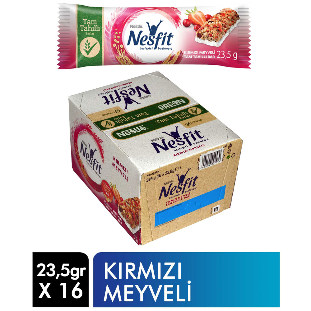 Nestle Nesfit Tam Tahıllı Bar 23,5 gr 16'lı Paket Kırmızı Meyveli Çikolata ve Gofret Fiyatı