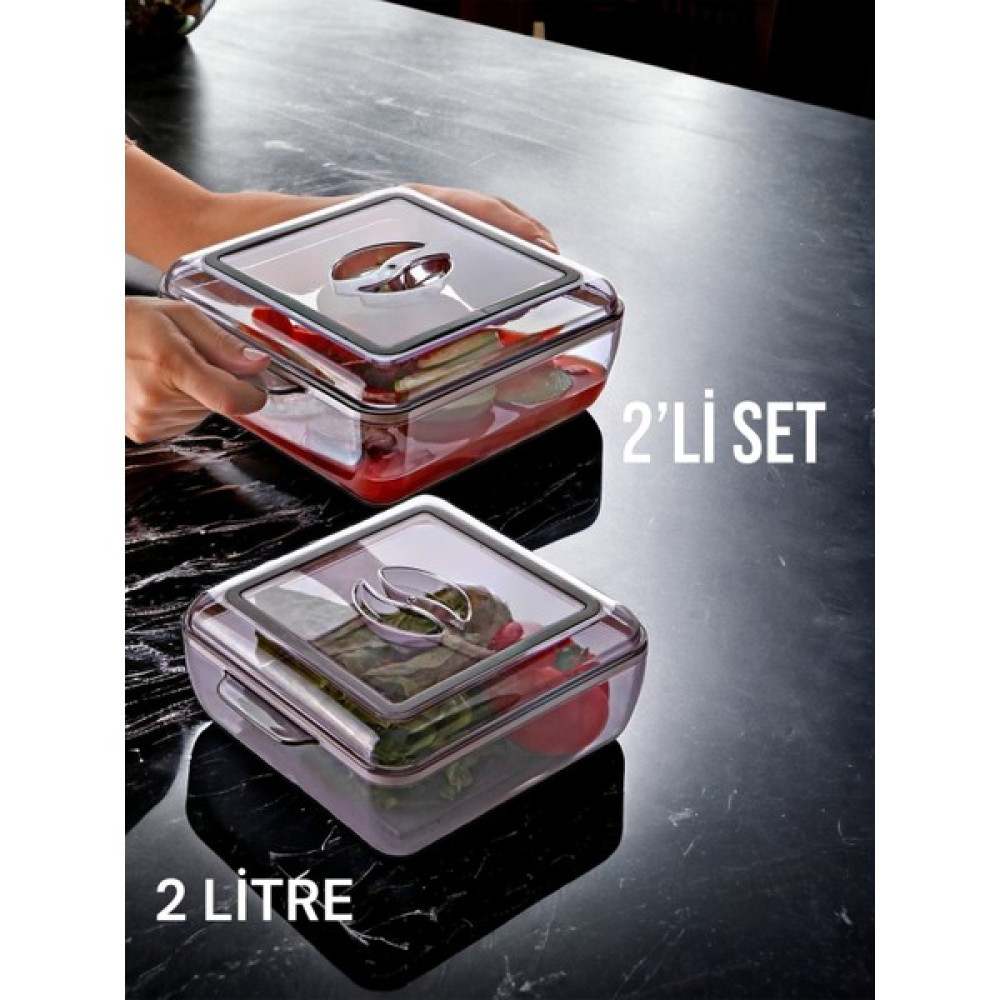 Nesto Home 2 Adet 2 Lt Silikon Contalı Plastik Borcam - Saklama Kabı - Yemek Taşıma Kabı Kapaklı - Siyah Saklama Kapları Fiyatı