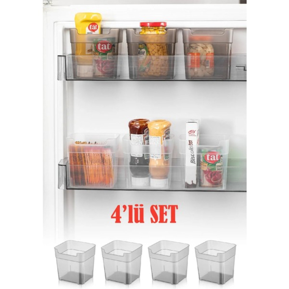 Nesto Home Mini Buzdolabı Düzenleyici Kutu 4 Lü - Antrasit Saklama Kapları Fiyatı