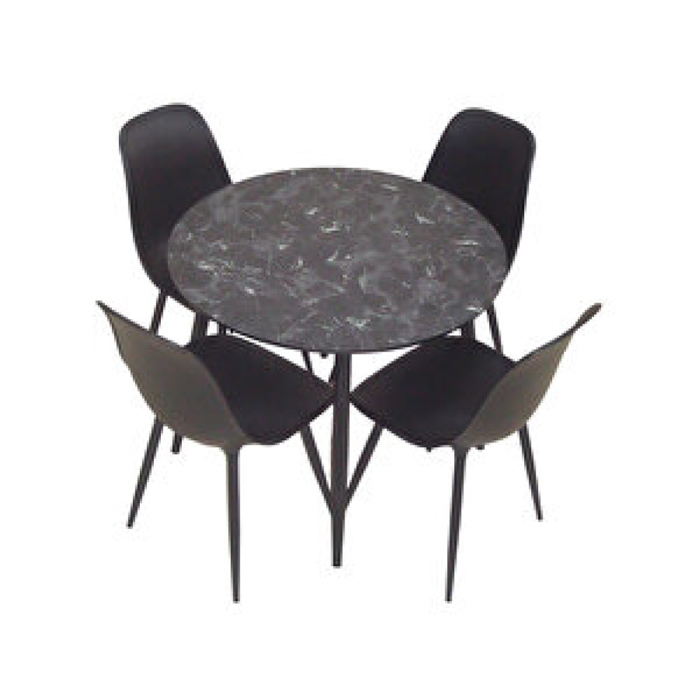 Netaks Yemek Masası Mutfak Masası 90q Yuvarlak Metal Ayaklı Siyah Masa, 4 Adet Abant Metal Ayaklı Sandalye Yemek & Mutfak Masası Fiyatı