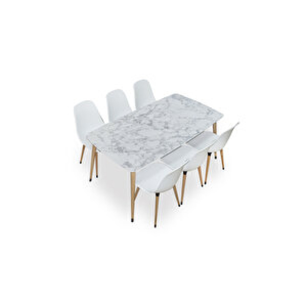 Netaks Yemek Masası Mutfak Masası 90x167 Cm Ahşap Ayaklı Beyaz Masa, 6 Adet Abant Ahşap Ayaklı Sandalye Yemek & Mutfak Masası Fiyatı